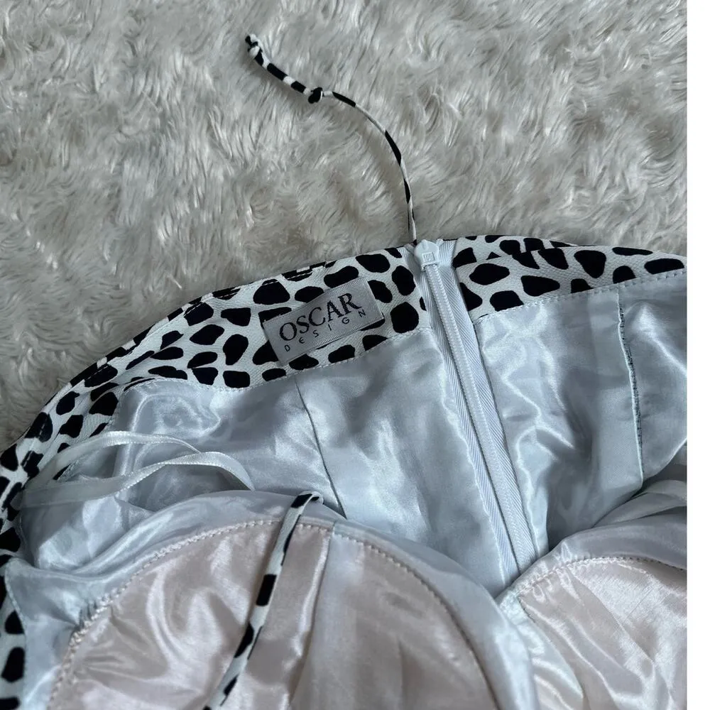 Custom Sz 2/4 Oscar Design Black White Prom Homecoming Formal Maxi Halter Dress - Image 6