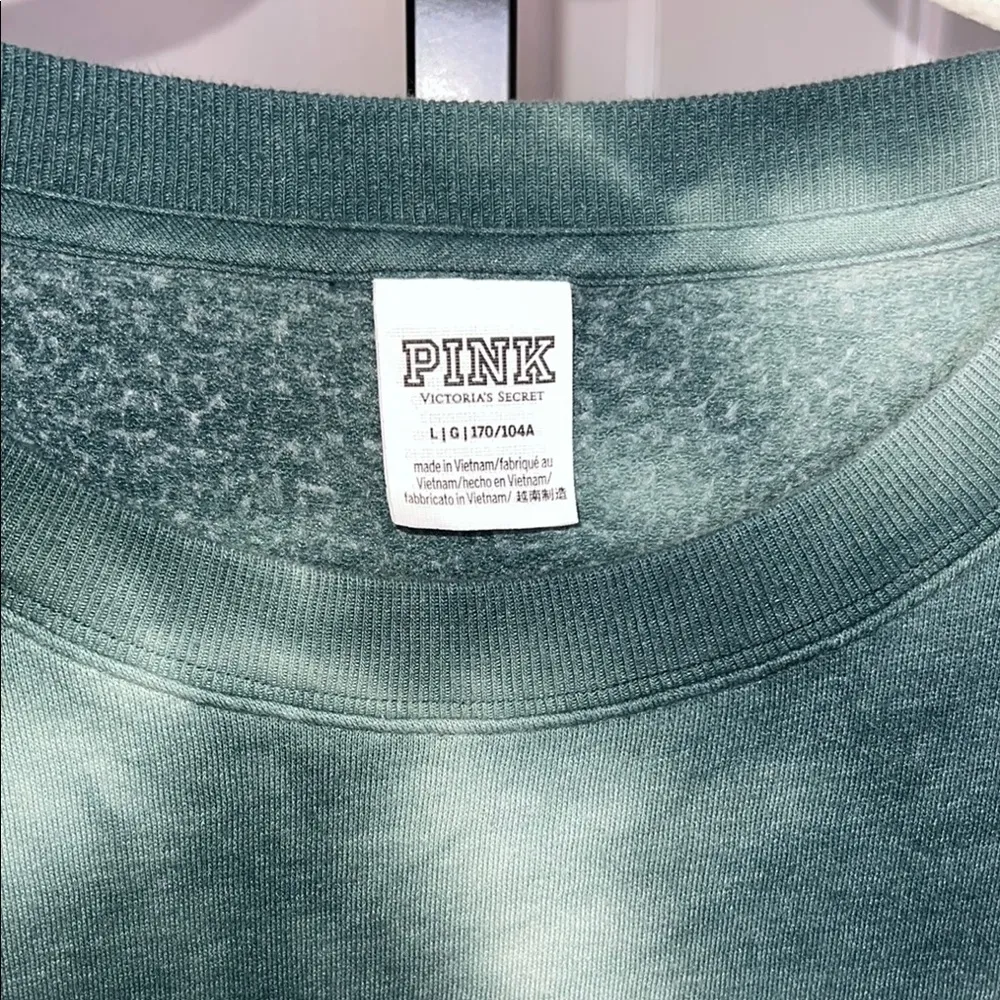 Love Pink Victoria Secrets Green Tie-Dye Sweatshirt with Logo‎ - Image 2