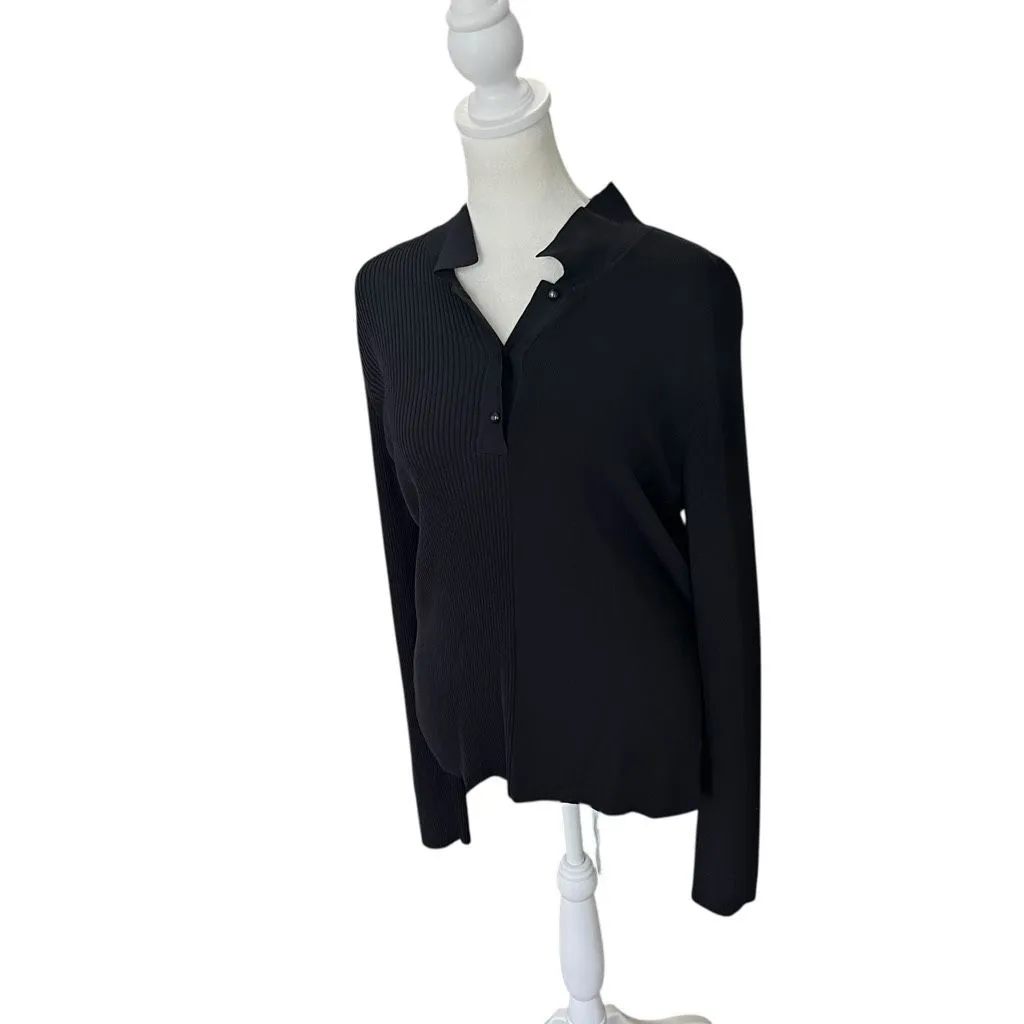 Totême Moscow Ribbed Knit Long Sleeve Top Black Size M Minimalist Size M - Image 4