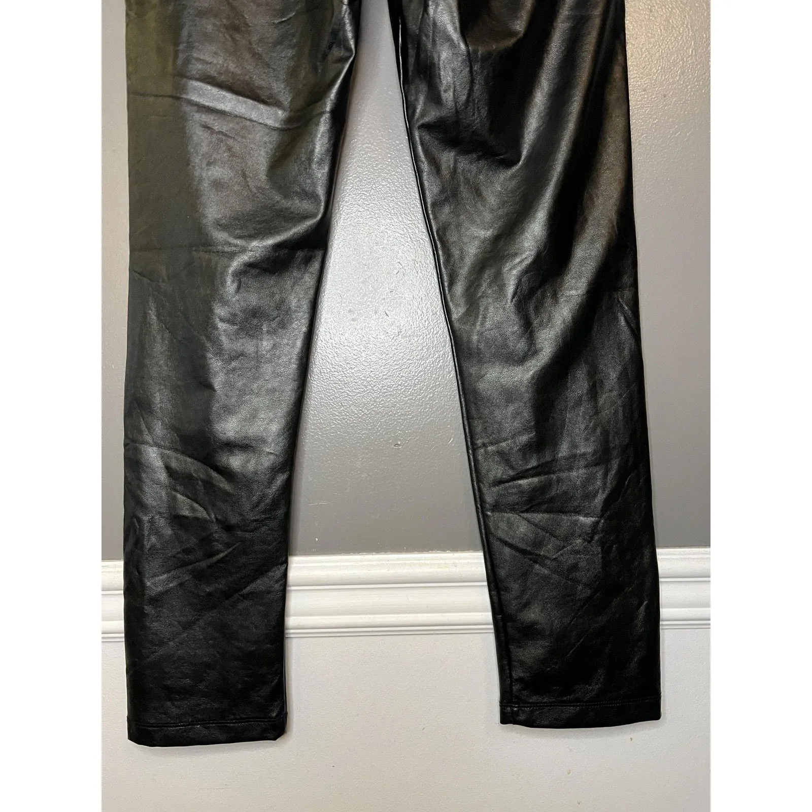 Shinestar Faux Leather Leggings Womens XL Black High Waist Stretch Ankle Pants - Image 6