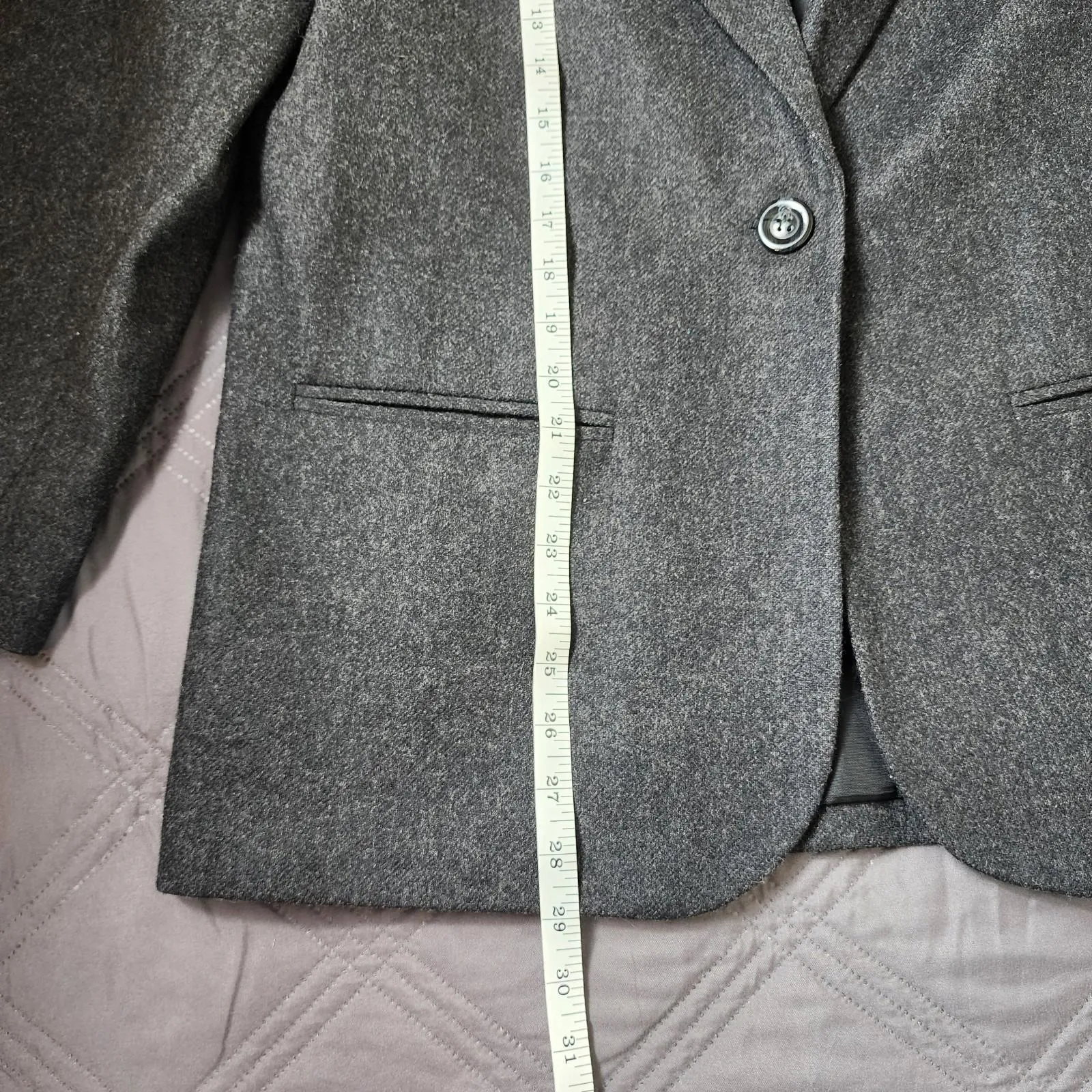 Vintage Sag Harbor Wool Blazer Jacket Women 10 Petite Heather Grey Preppy 90s - Image 7