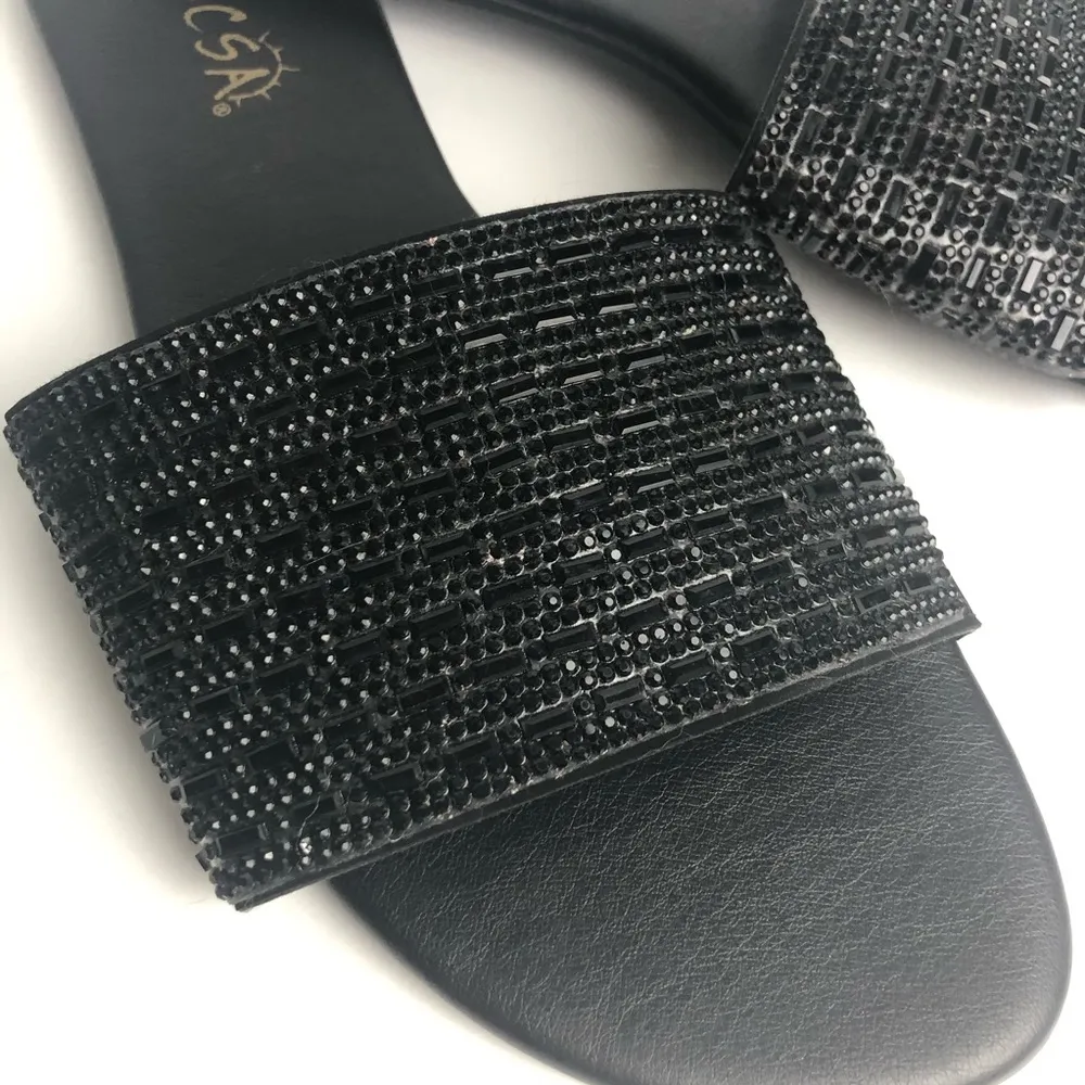 Ecsa Black Jeweled Bling Sandal Slides NWOT Size 10 - Image 2