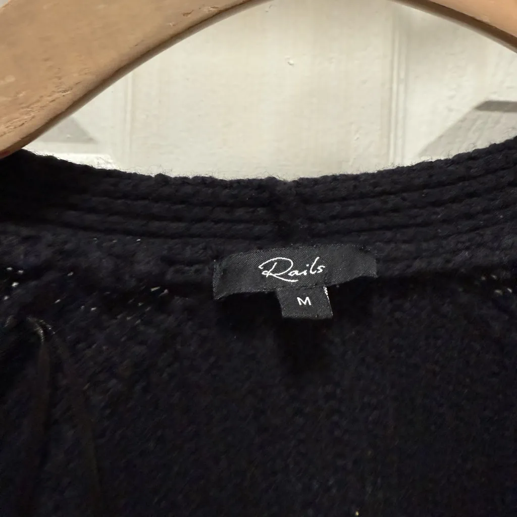 Rails Josie Ribbed Cardigan Black Size Medium - Image 4