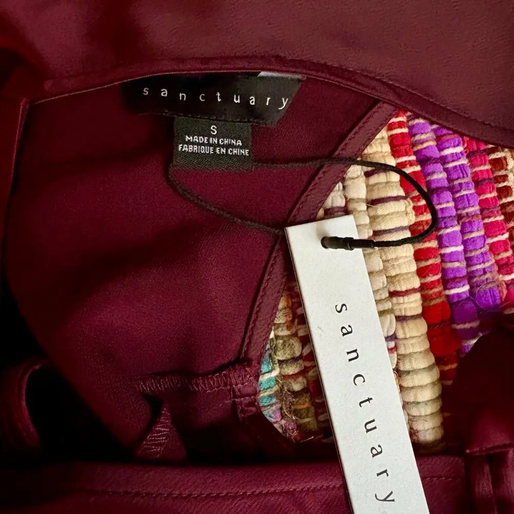 Sanctuary NEW small burgundy satin sleeveless cowl neck top going out work - Image 3