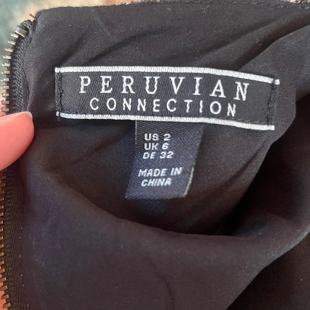 Peruvian Connection Charcoal Plaid Long Sleeve Dress Zipper Accents Size 2 - Image 6