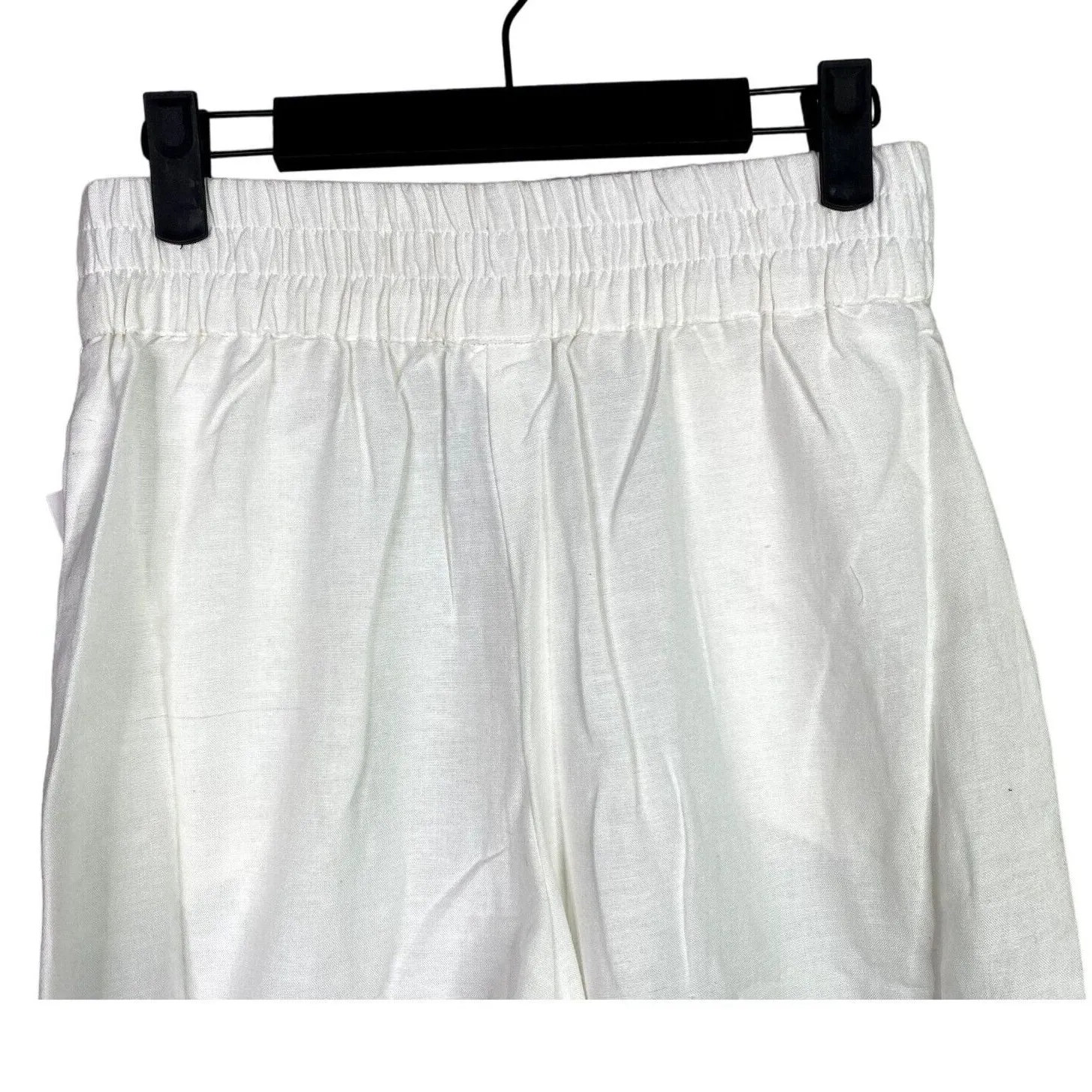 NWT Helen Owen Deia Linen Hi Waist Straight Leg Pant Slit Ankle Pockets S White - Image 7