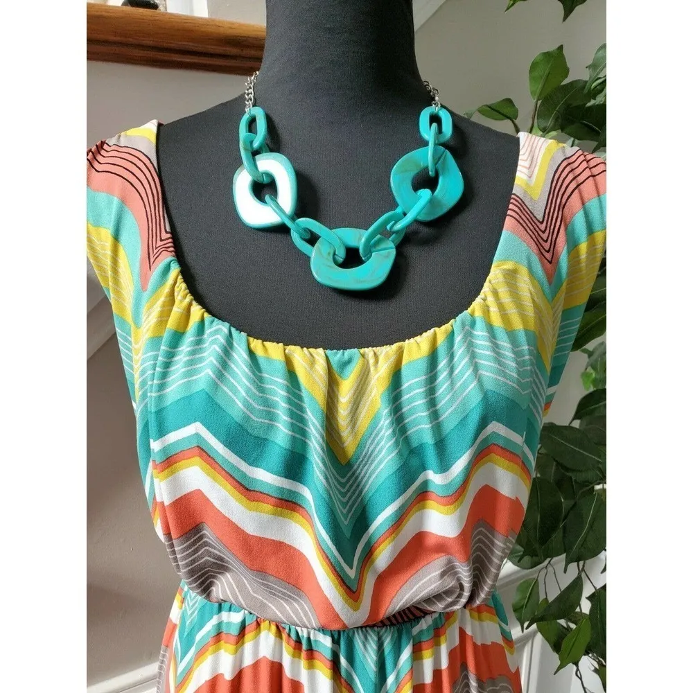 Worthington Women's Multicolor Polyester Scoop Neck Sleeveless Long Maxi Dress L - Image 2