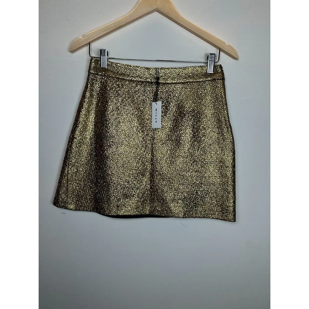 Milly Women's 214MC02786 Size 2 Gold Modern Mini Skirt NWT - Image 3