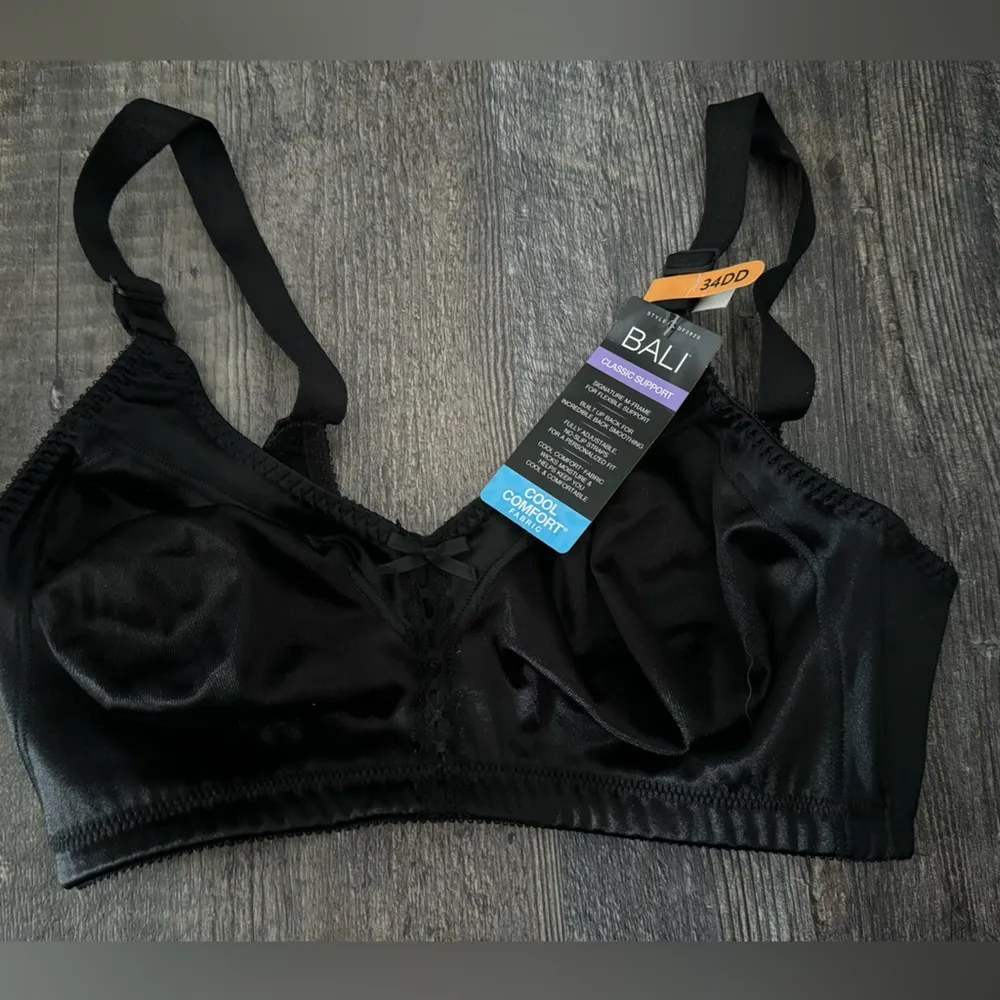 Bali Classic Support Cool Comfort Wirefree Bra Black 34DD 3820 NWT - Image 2