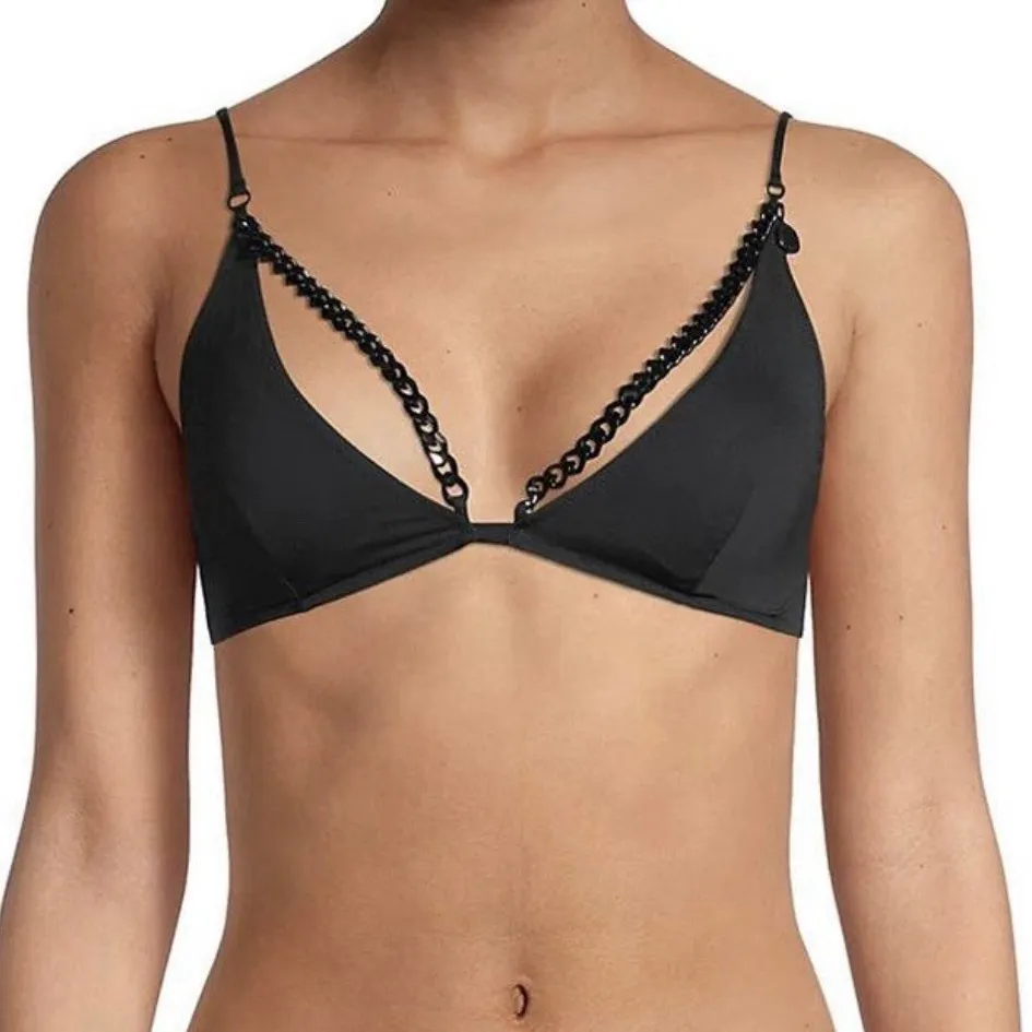 Stella McCartney Chain-trim bikini top Triangle NWOT Size XS BLACK - Image 1