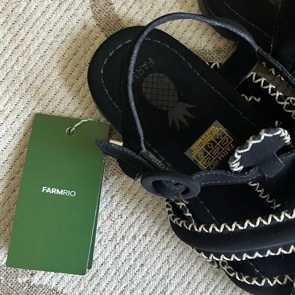 FARM Rio black zigzag white stitch closed toe sandals - Image 3