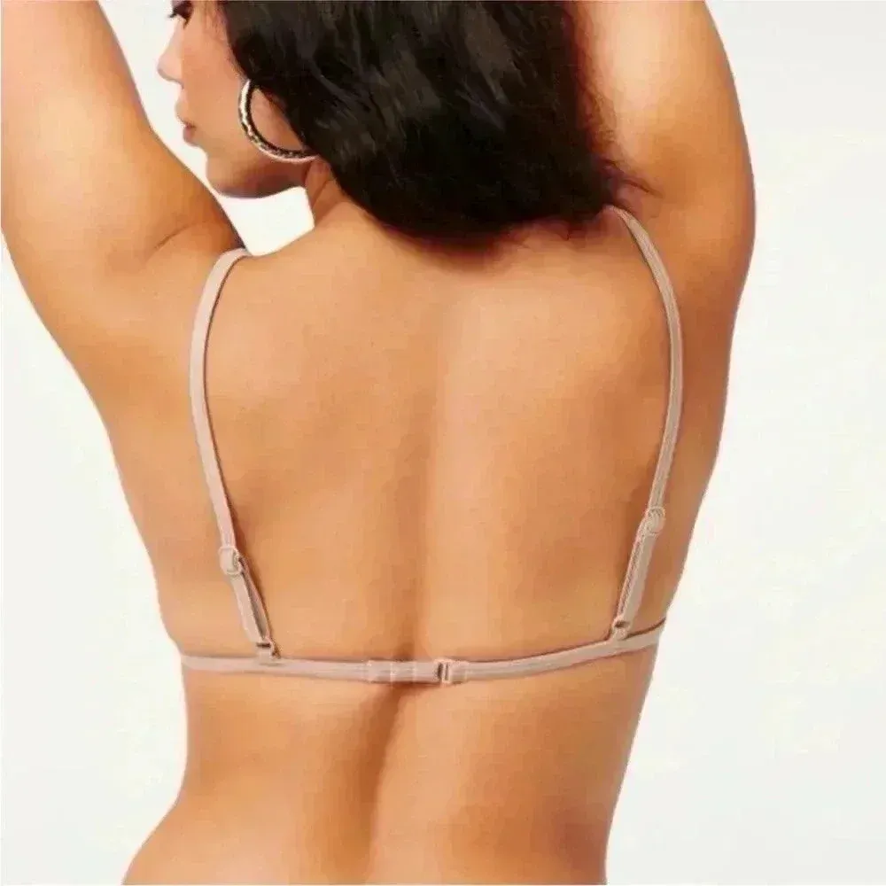 NWT Good American Mink Shine Perfect Fit Triangle Bikini Top Strappy Sz 2 Medium - Image 5