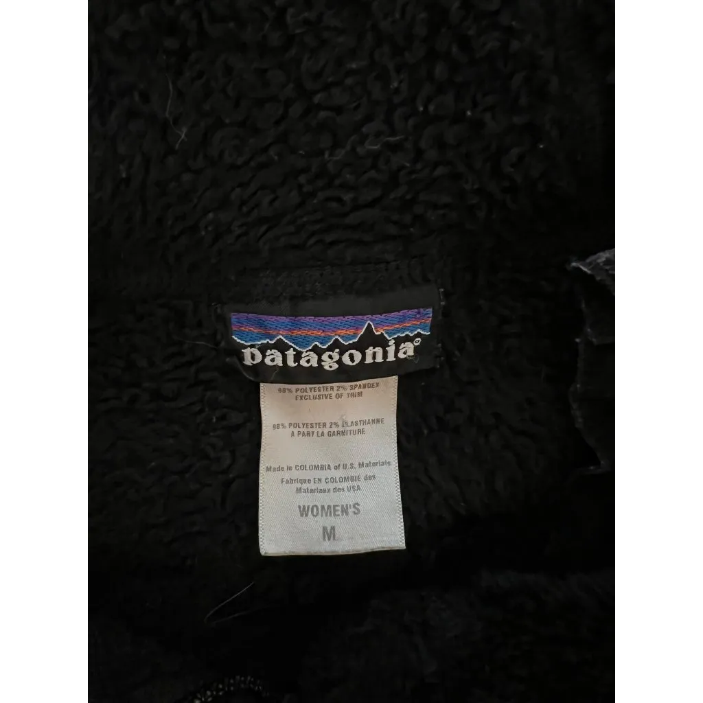 Patagonia Womens Black Fuzzy Full-Zip Hoodie Jacket Size M Polyester Warm & Soft - Image 6