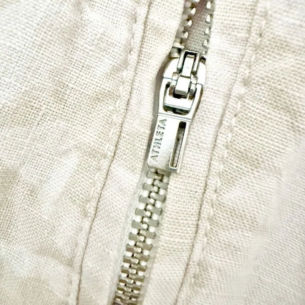 ATHLETA | Cabo 100% Linen Jogger Pants Camo Camouflage Tan Gray White | Size 12 - Image 10