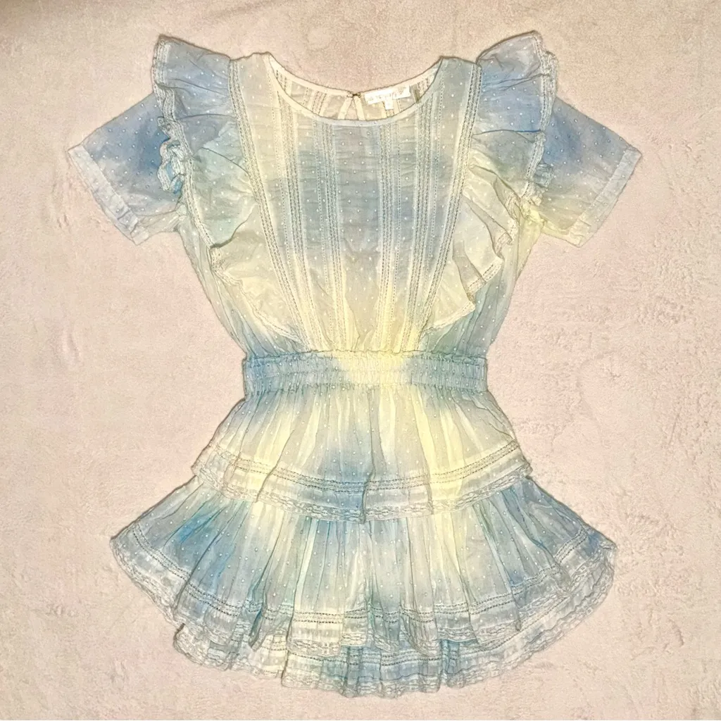 Loveshackfancy Natasha Ruffle Mini Dress in Lily Pond Natural Hand Dye size XS - Image 3