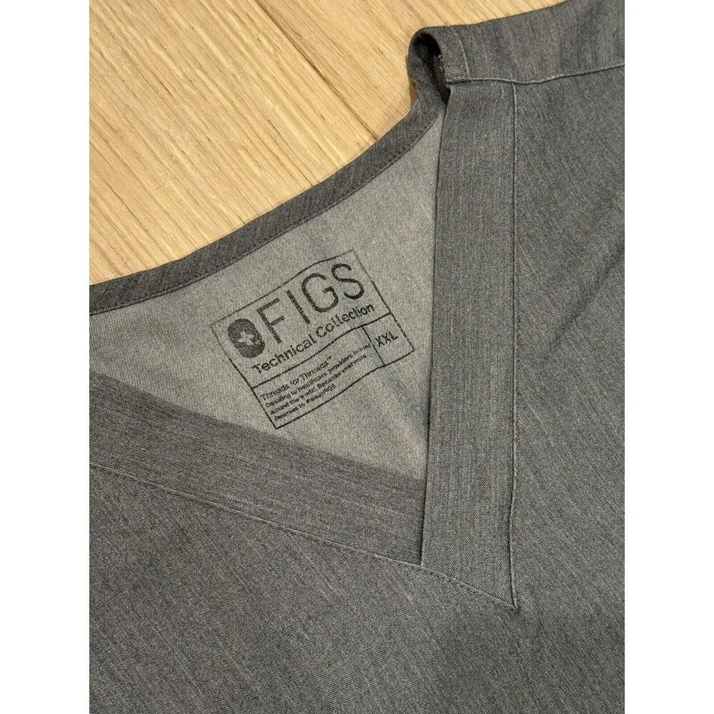 Figs Technical Collection Catarina Graphite V-neck Scrub Medical Top Size XXL‎ - Image 3