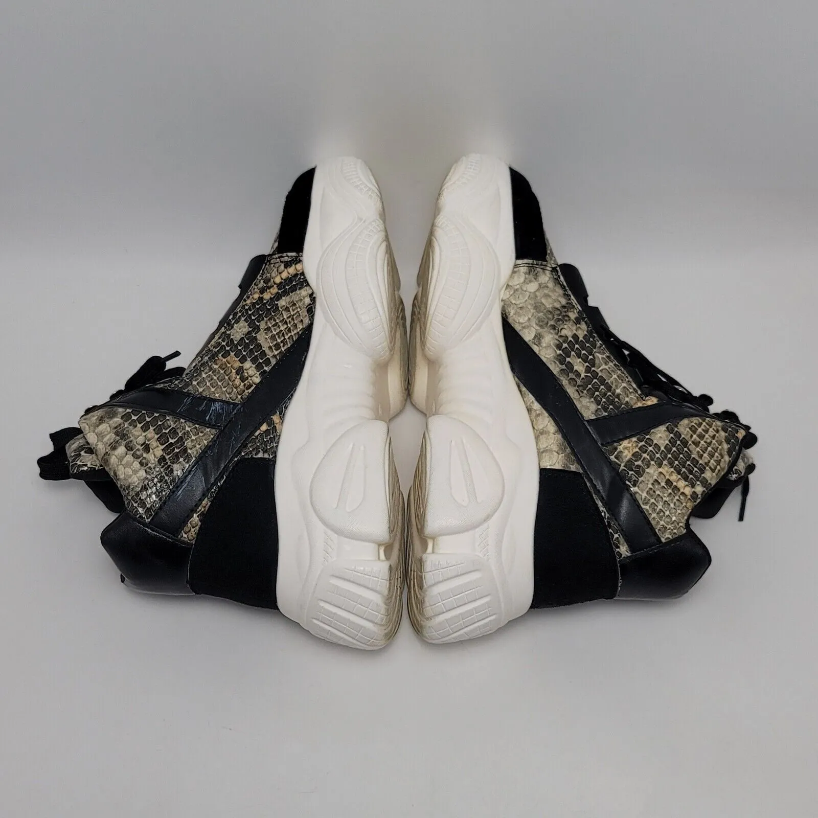 Womens Chunky High Top Snakeskin Hiking Sneakers Jumex Collection Shoes Size 39 Black - Image 10