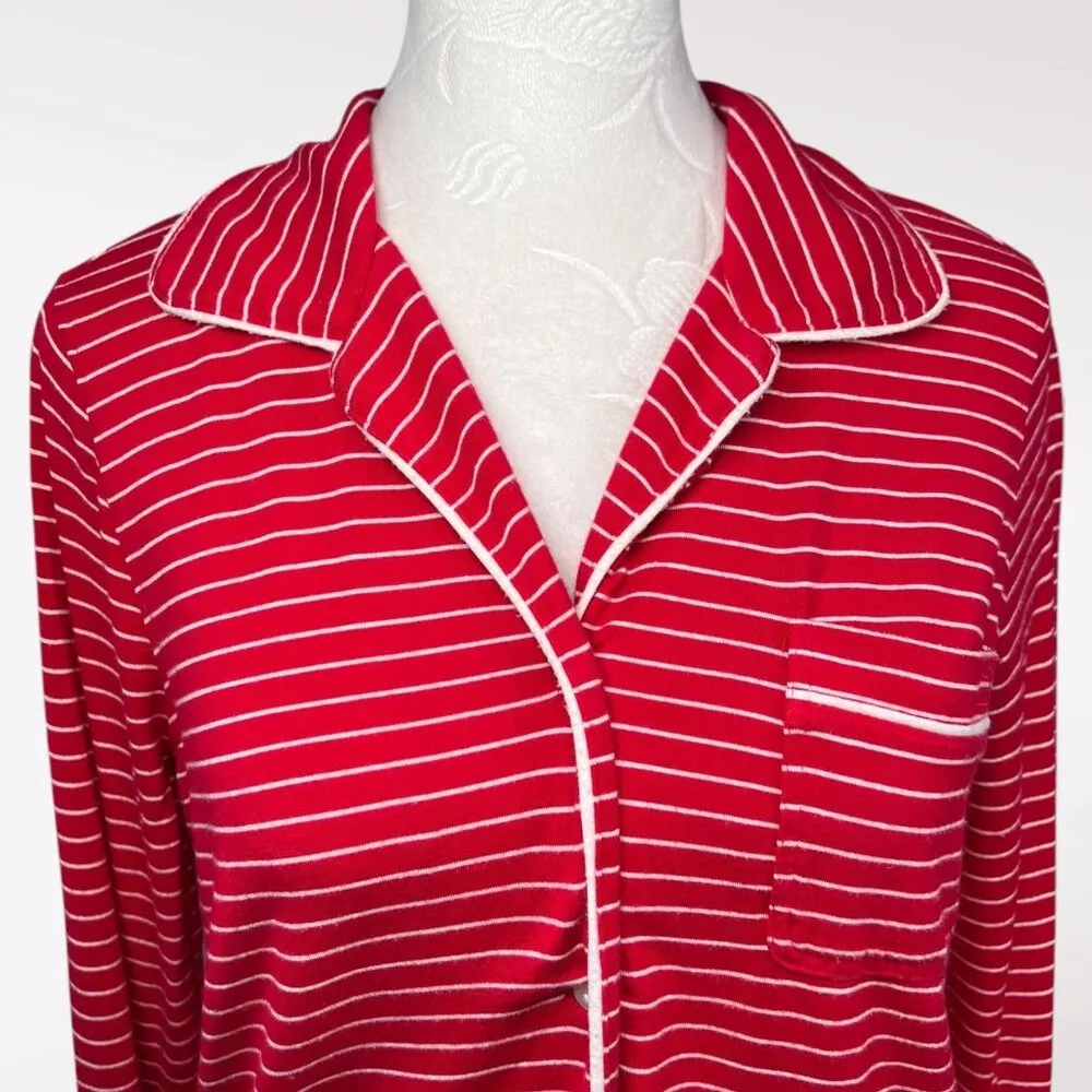 Vineyard Vines Red White Stripe Pajama Shirt XS - Image 2