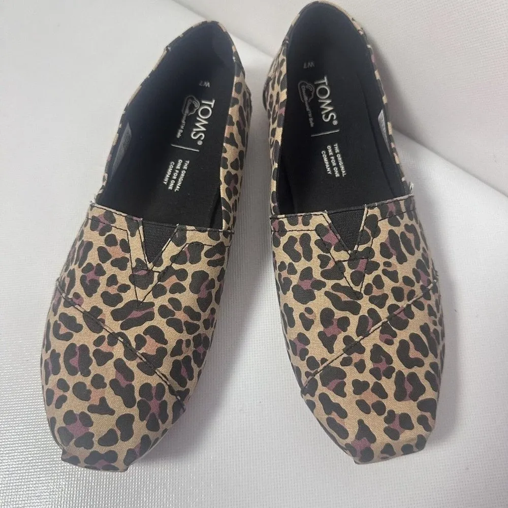 TOMS Womens Alpargata Flats Leopard Cheetah Print Cloud Bound Slip On Shoes 7W Brown Size 7 - Image 3