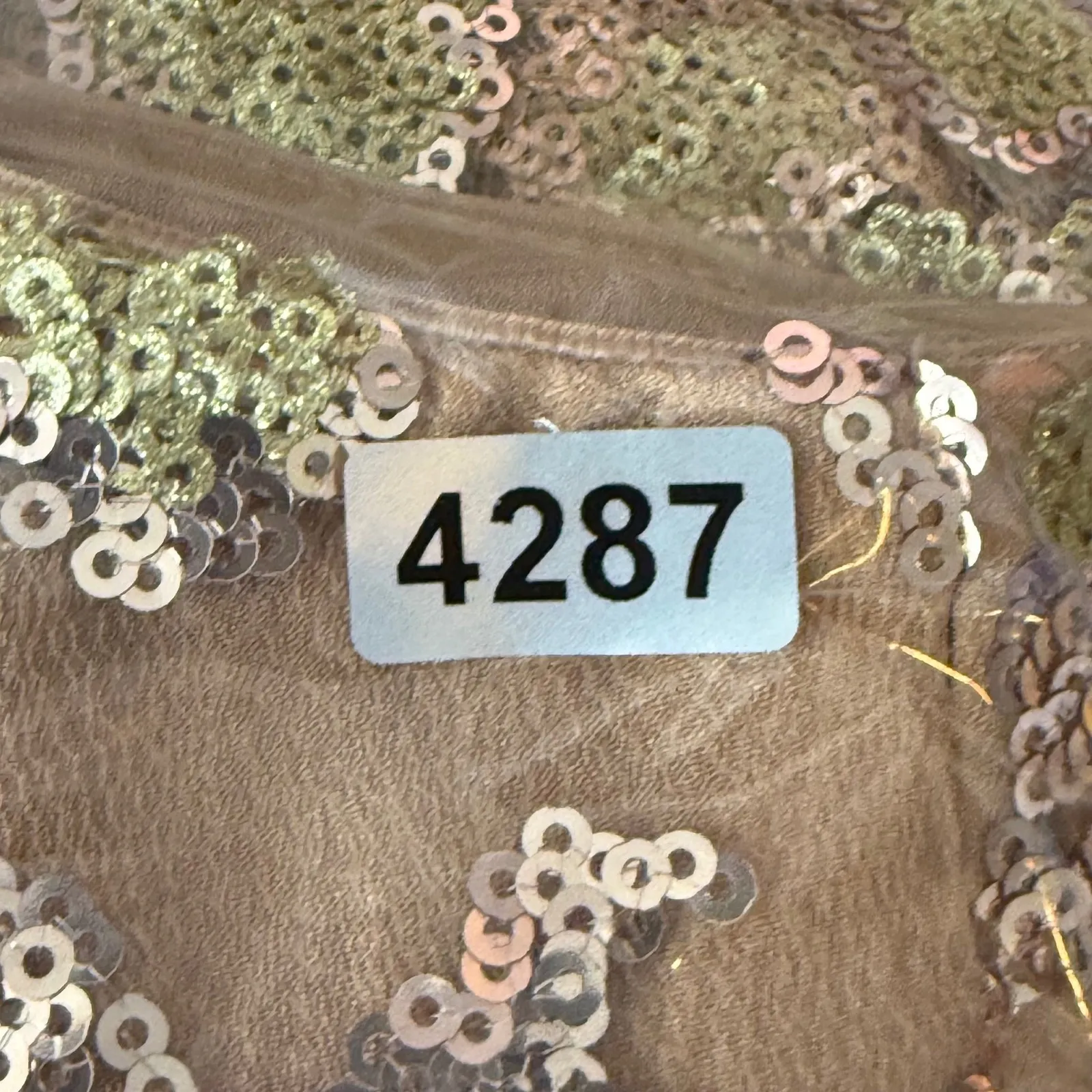 Dress the Population Marie Gold Nude Sequin Embellished‎ Formal Maxi Dress Small - Image 12