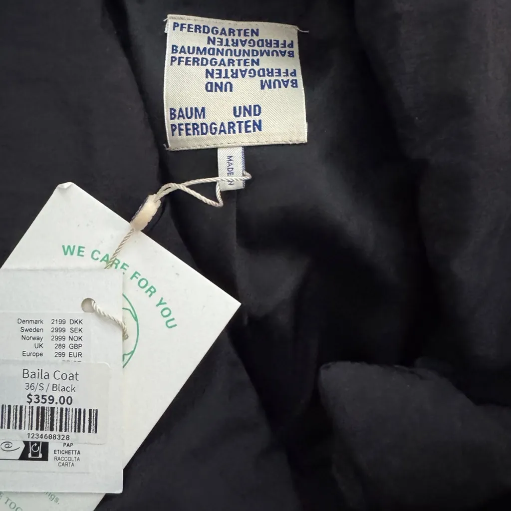 BAUM UND PFERDGARTEN Black Belted Baila Coat small NWT - Image 4