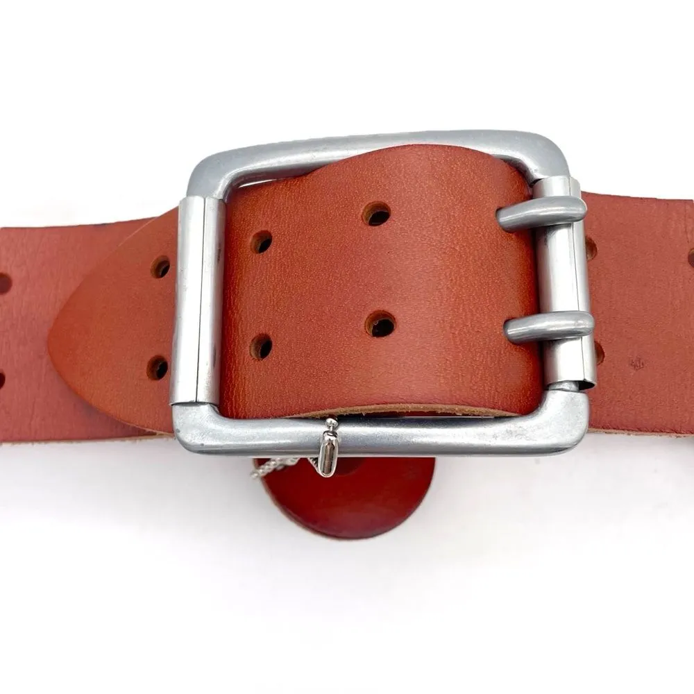 NWT Linea Pelle Brown Genuine Leather Belt Size Small Double Prong Buckle NEW - Image 6