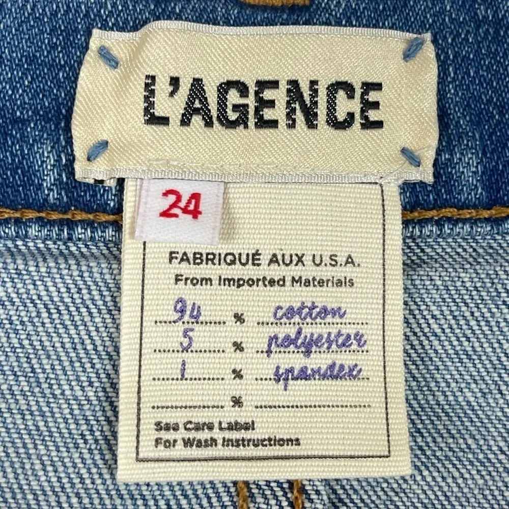 NEW L'agence Size 24 Audrey Mid Rise Denim Shorts Jorts Beachy Raw Hem Summer - Image 5