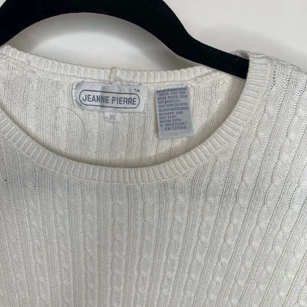 Jeanne Pierre Cable Knit Sweater Short Sleeves Sz Medium - Image 3