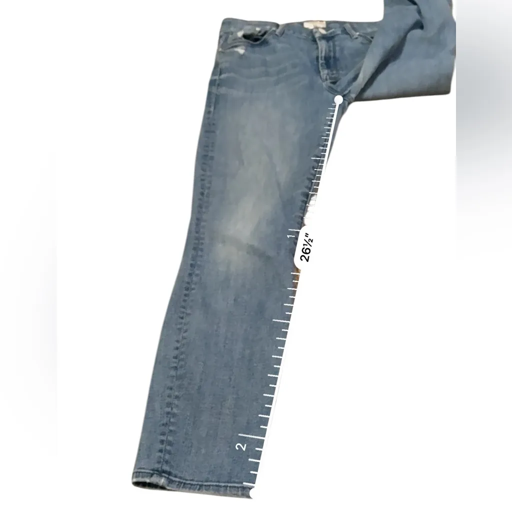 Mother The Looker Crop Distressed Medium Wash Jeans in‎ Graffiti Girl Sz 27 Blue - Image 16