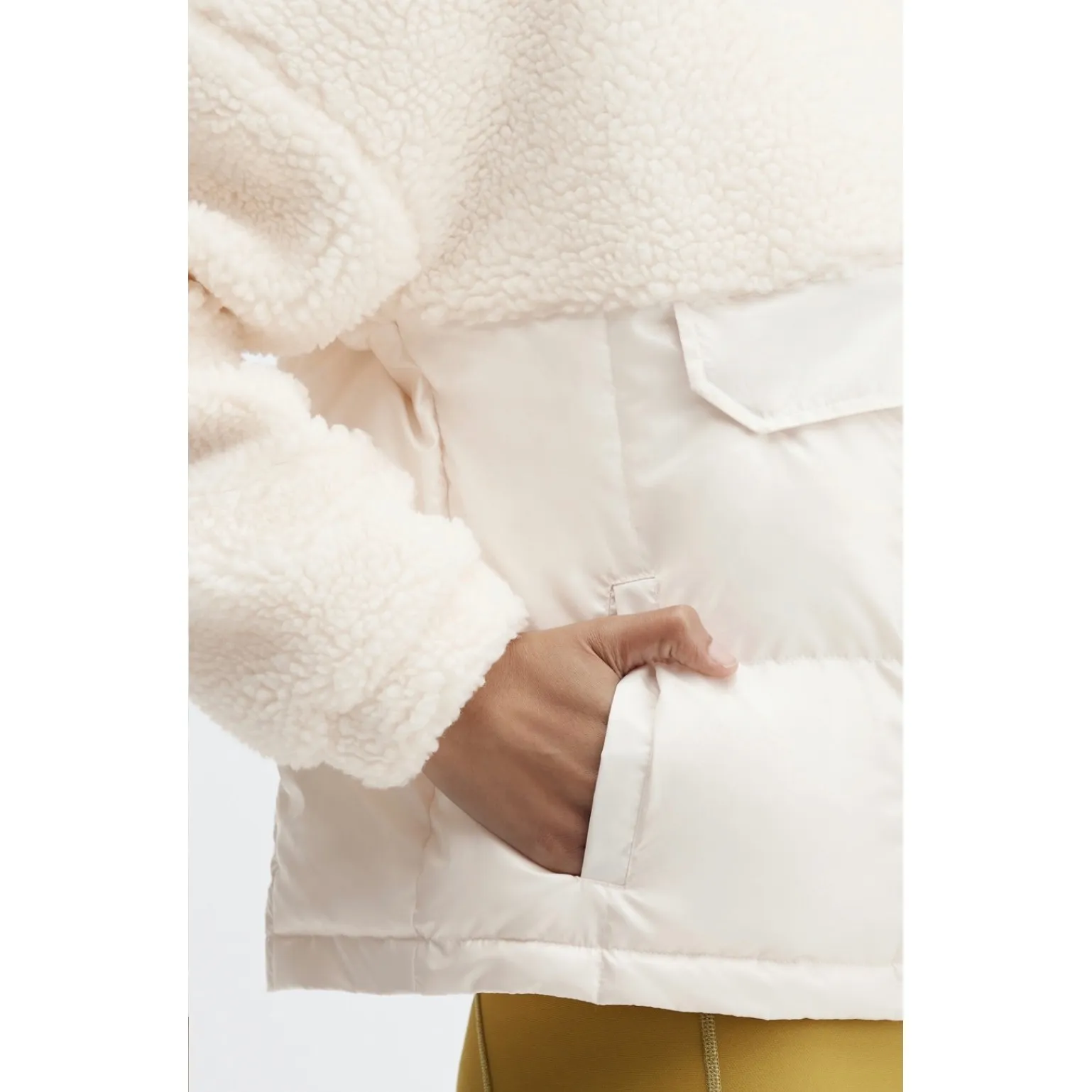 Fabletics Nelly Mixed Media Half Zip Ivory Size S - Image 4