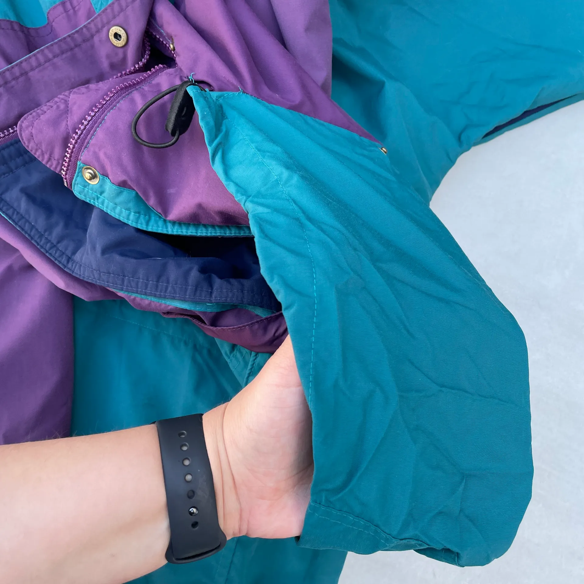 Lands'End Vintage 90s  Purple Teal Colorblock Nylon Jacket - Image 7