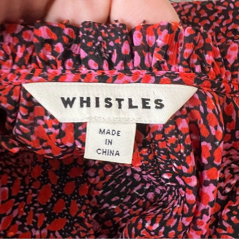 Whistles Abstract Animal Print Blouse sz 4 Red - Image 8