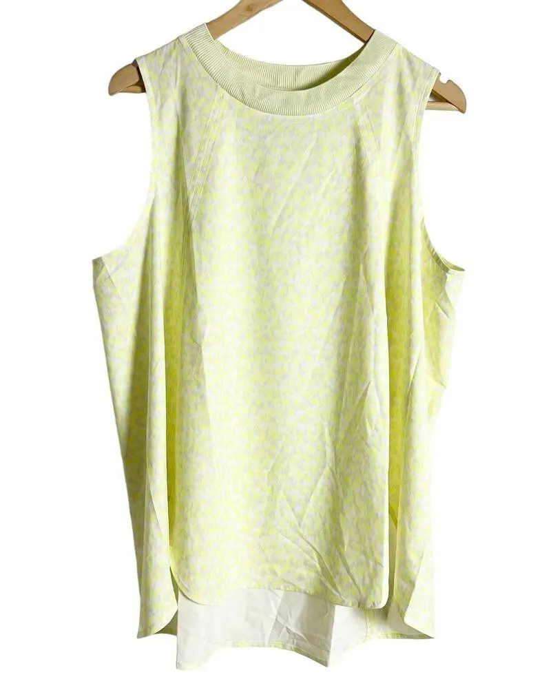 Athleta Zephyr Print Tank Top in Neon Yellow Leopard Print Plus Size 1X - Image 2