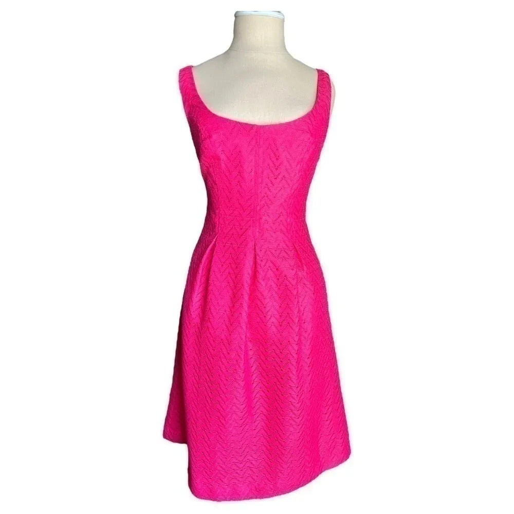 Nine West Scoop Neck Pink Lace Pleated Paneled Sleeveless A Line Dress Size 8 - Image 4