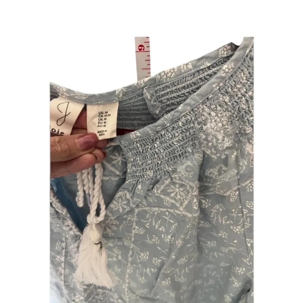 Joie Light Blue and White Floral Blouse - Image 3