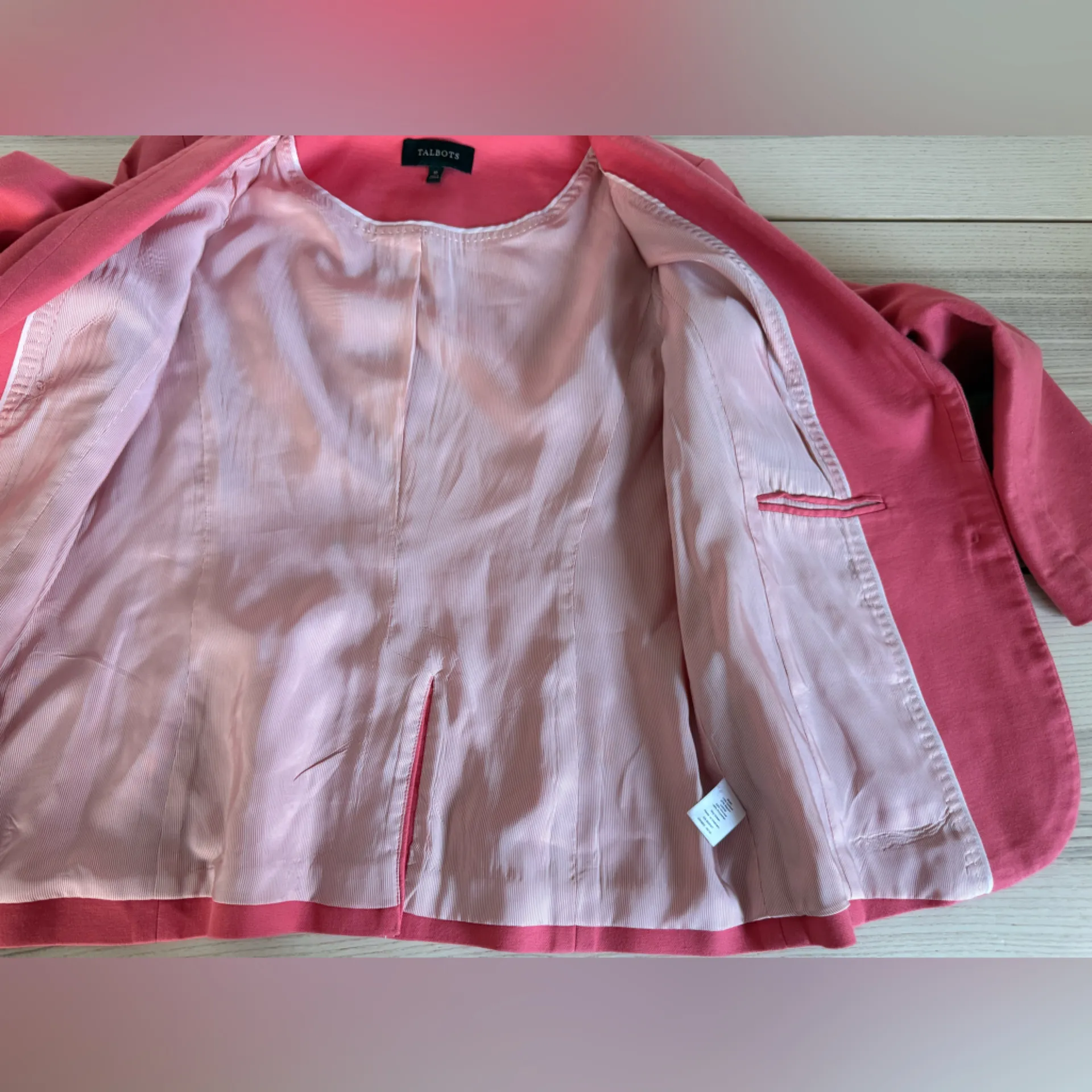 Talbots Salmon Pink Blazer Classic Preppy Two-Button Jacket Size 10 - Image 7