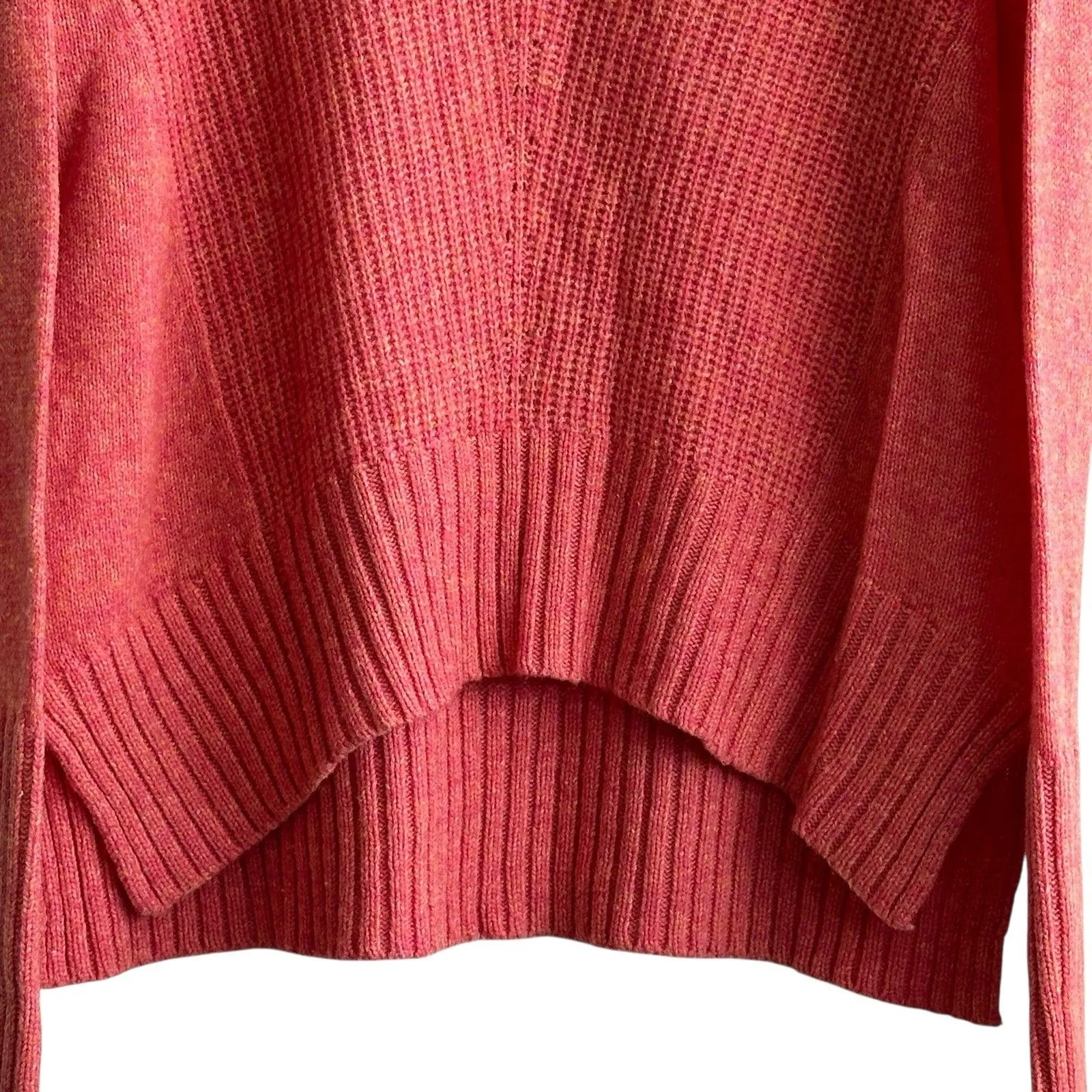 Anthropologie MOTH Fireside Wool Blend Cowl Neck Knit Sweater S Pink Coral - Image 8