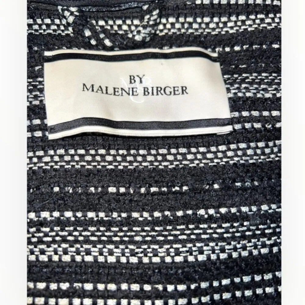 Malene Birger Erista Tweed channel pocket black white loose fit Jacket blazer L Size L - Image 5