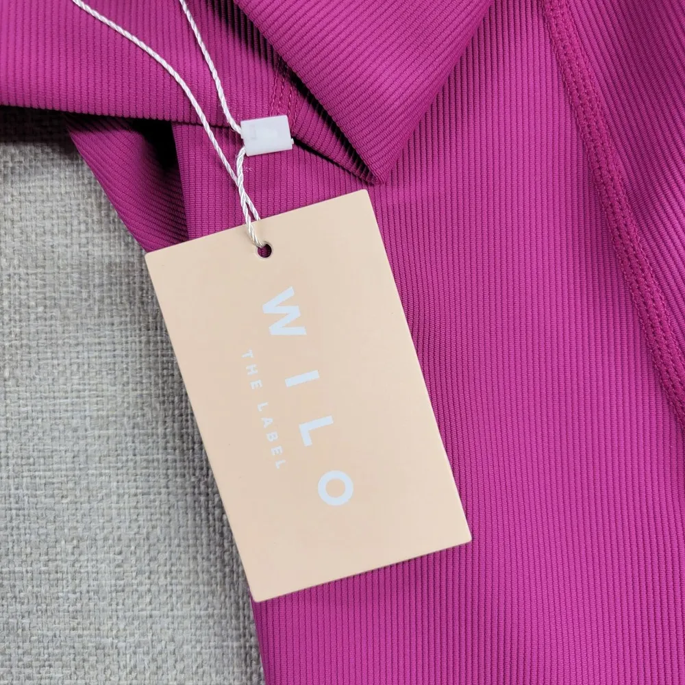 Wilo Womens Leggings Size XS Fuchsia Ruch Leg Ribbed High Waist Activewear NEW - Image 10