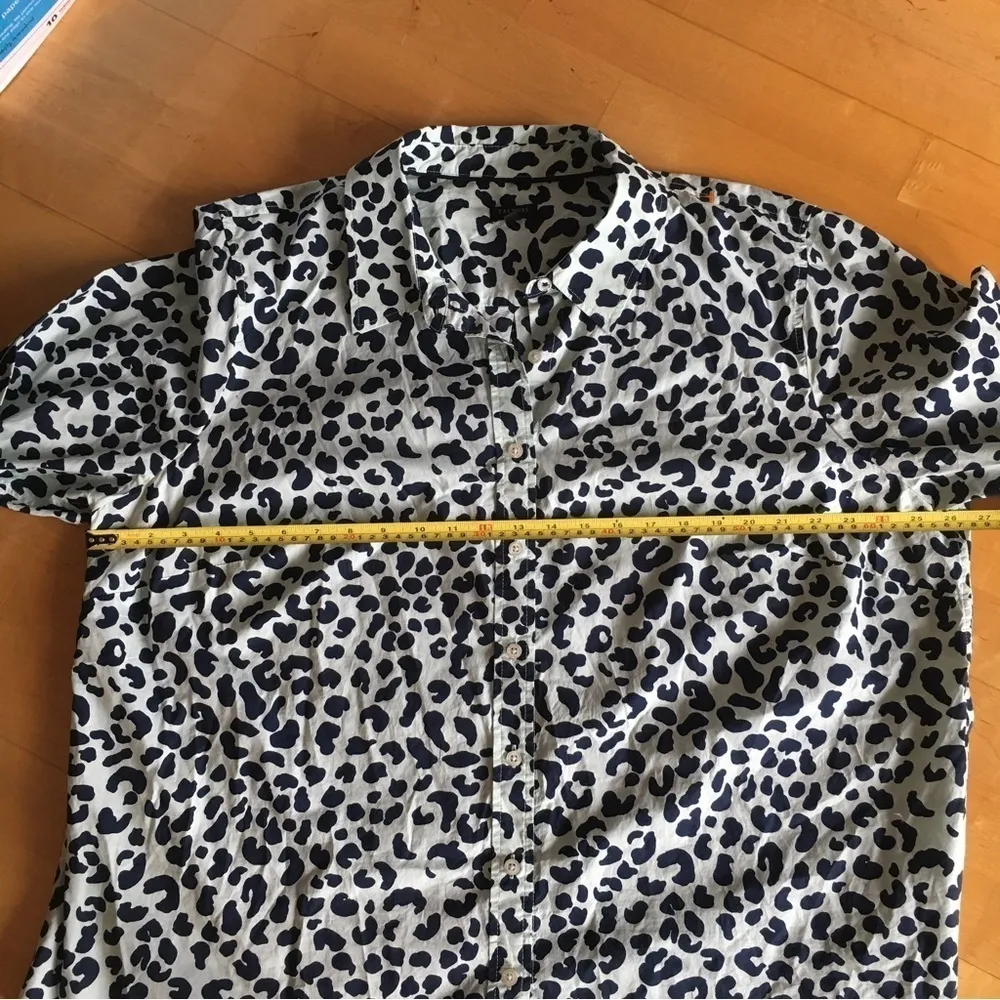 Talbots Animal Cheetah Print 100% Cotton Button Up Shirt, Green, Navy, Size 3X - Image 7