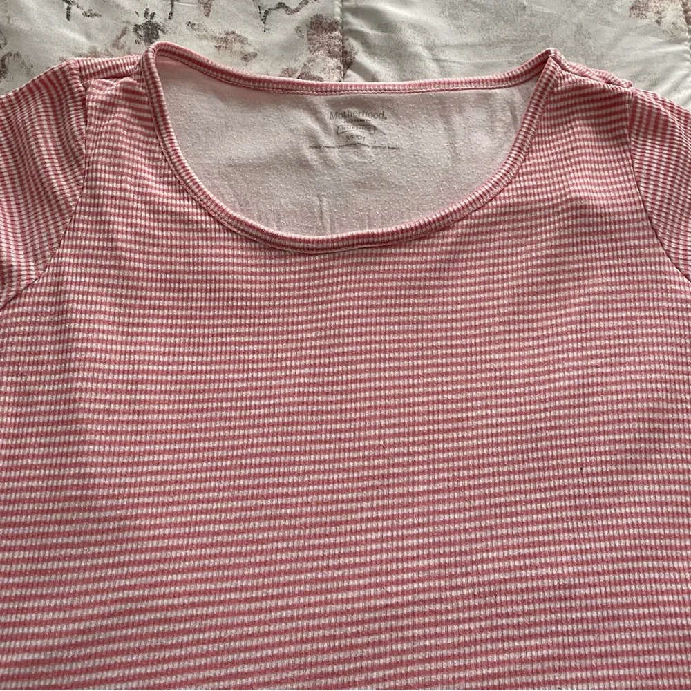 Motherhood Maternity Nursing striped red & white top T-shirt tee, size S boho - Image 7