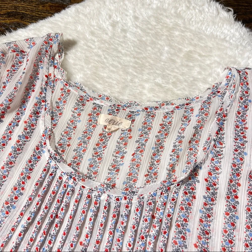 Floral Stripe Cap Sleeve Top - Image 7