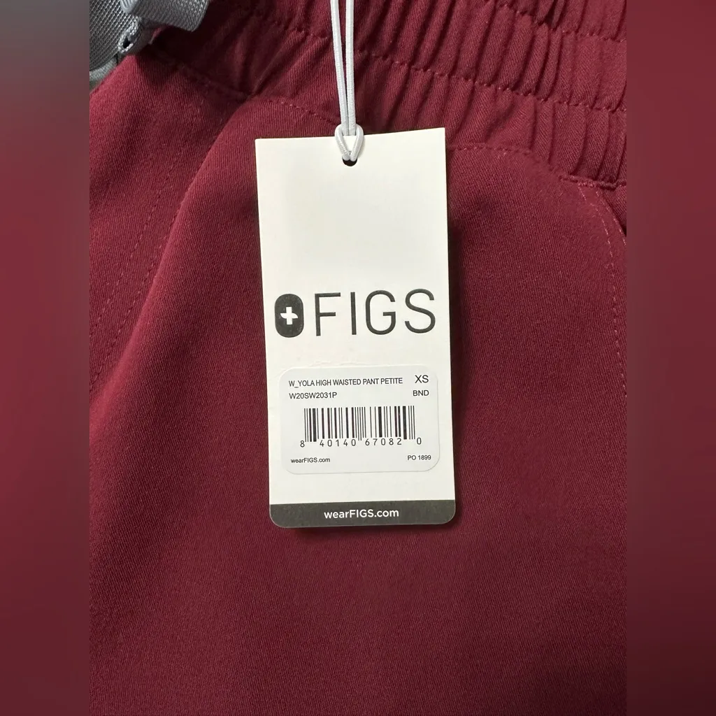 NWT FIGS High Waisted Yola Skinny Scrub Pants - XSP - Burgundy - Image 10