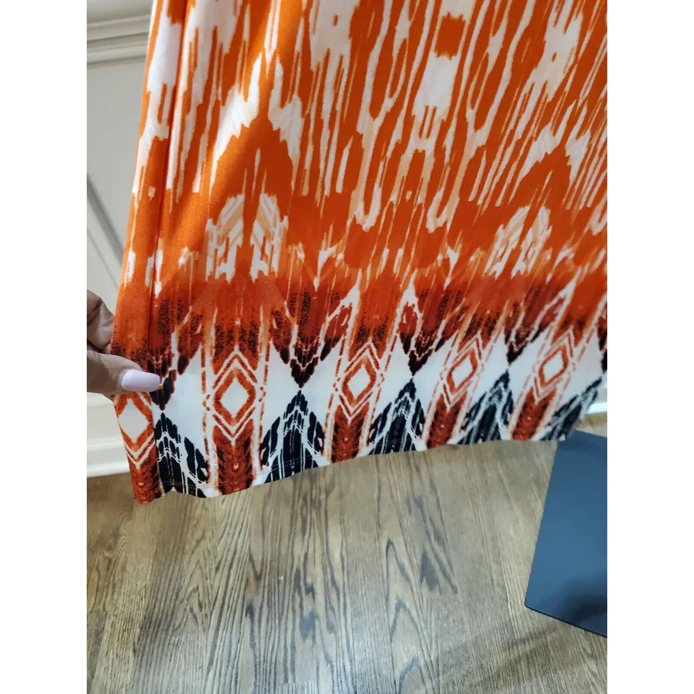 New Directions Orange Polyester Mid Rise Wide Legs Comfort Waist Palazzo Pant M Size M - Image 4