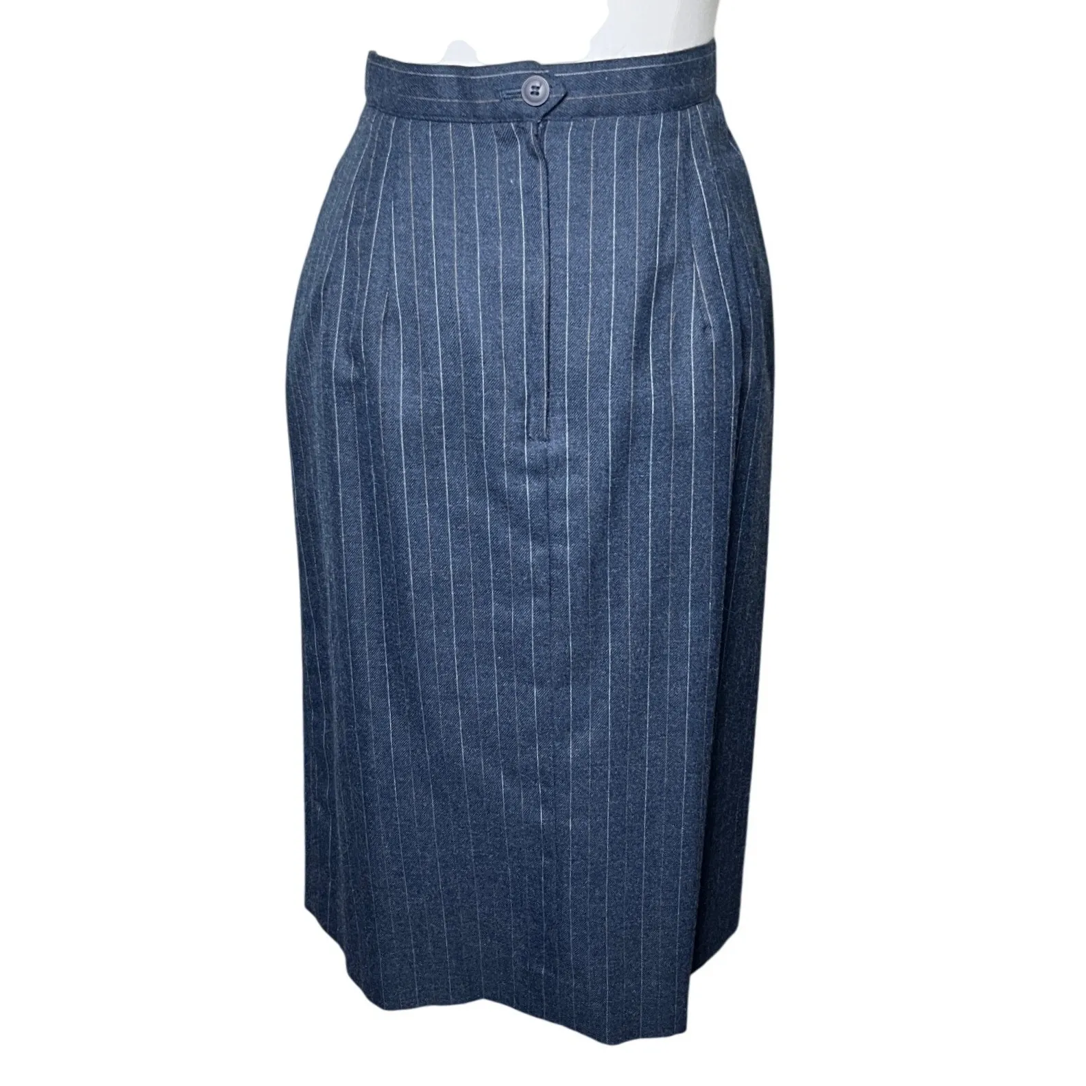 90s Power Suit Navy Pinstripe Blazer Skirt Set Vintage Womens 11 12 Modern M Blue Size undefined - Image 5