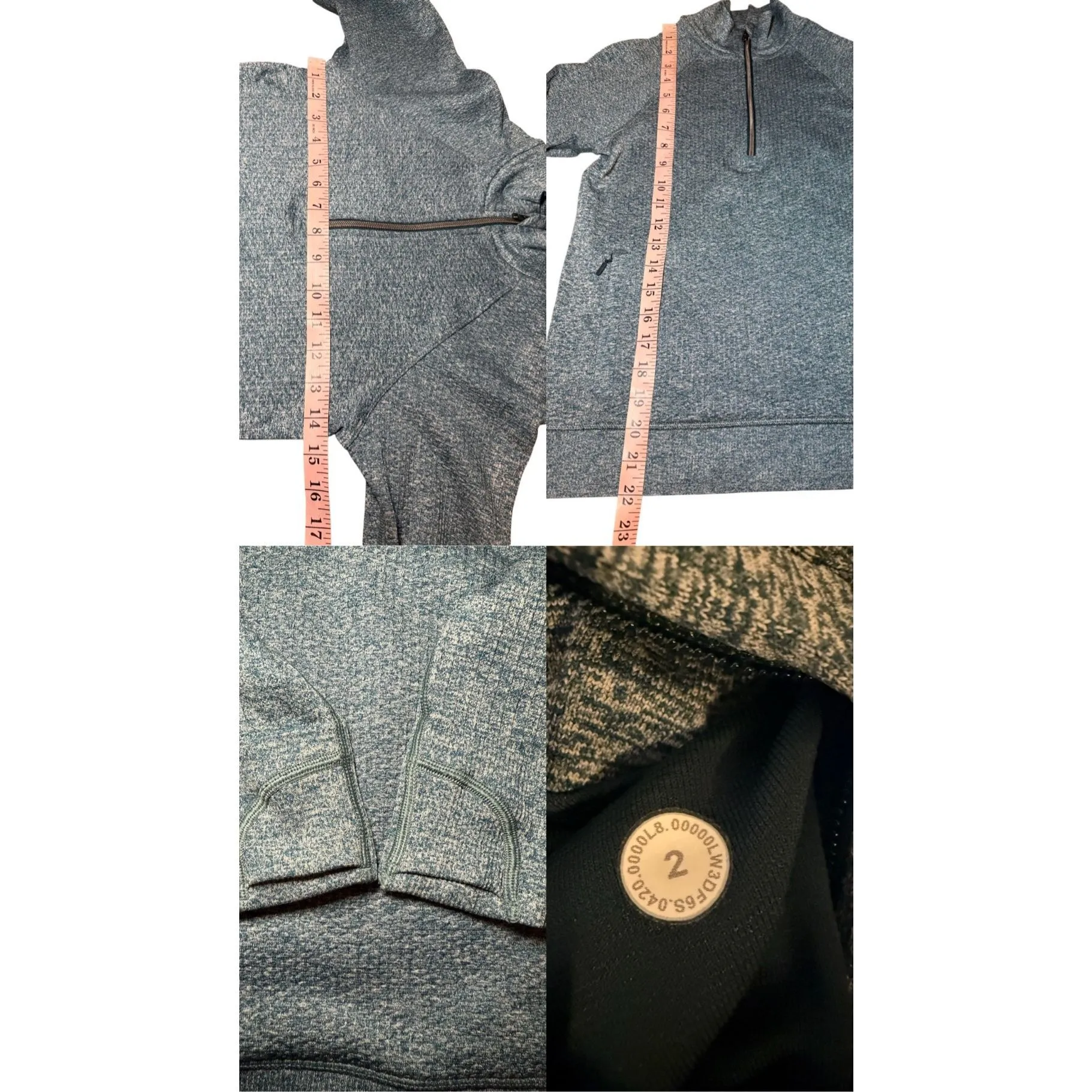 Lululemon Engineered Warmth Half Zip Submarine/White Size 2 - Image 11