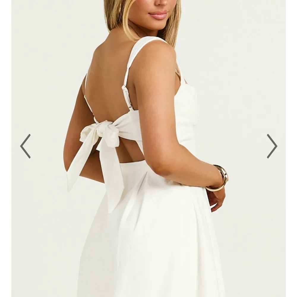 Showpo Ida Dress: Wide strap straight neck bow back dress White Size 8 - Image 2