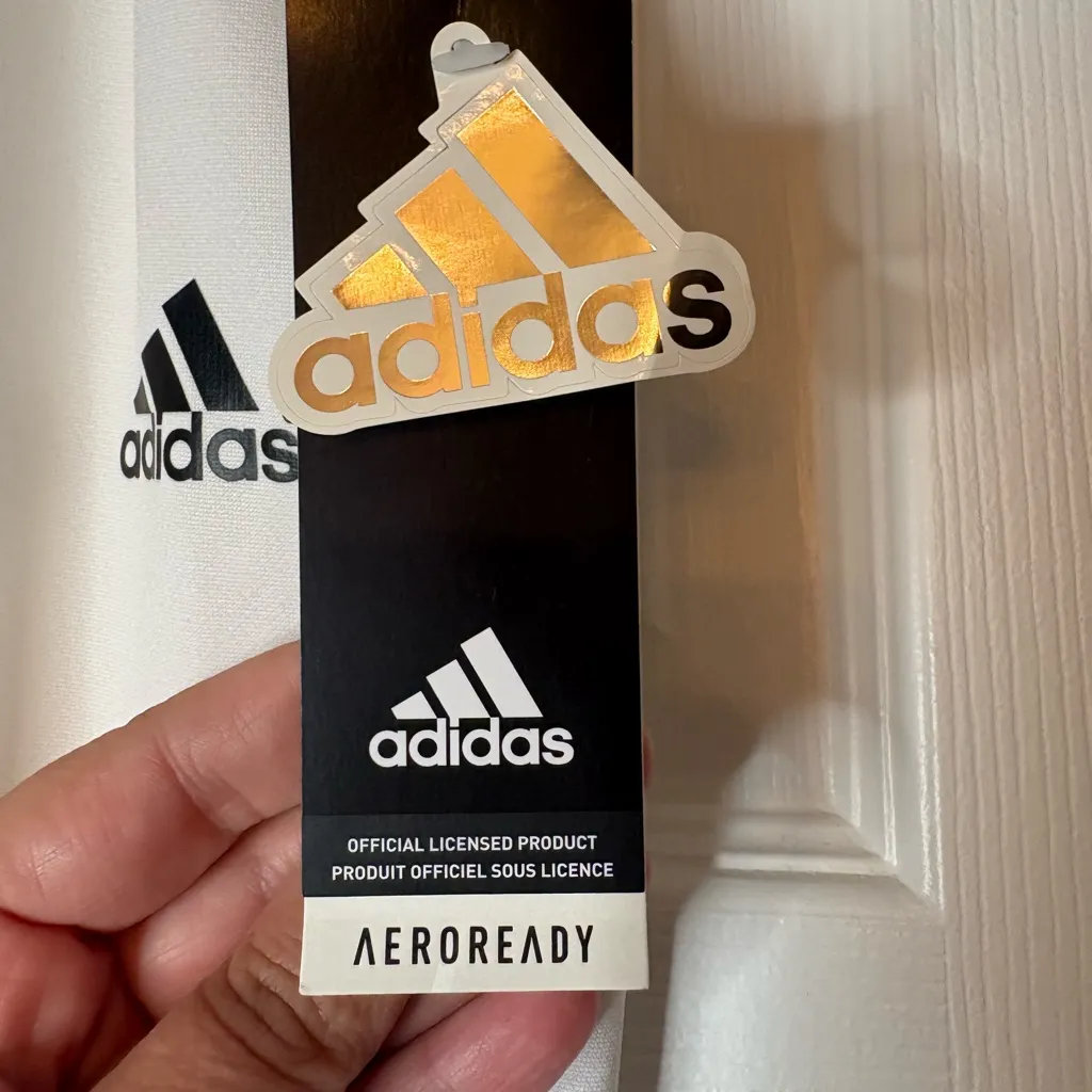 NWT Aeroready Tapered Bottom Adidas White Sports Pants, L - Image 4