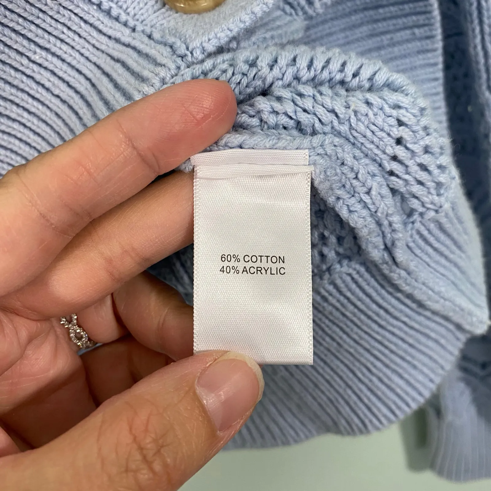 Rachel Zoe Women Blue Eyelet Knit Long Sleeve Collared Button Up Cardigan Size S - Image 5