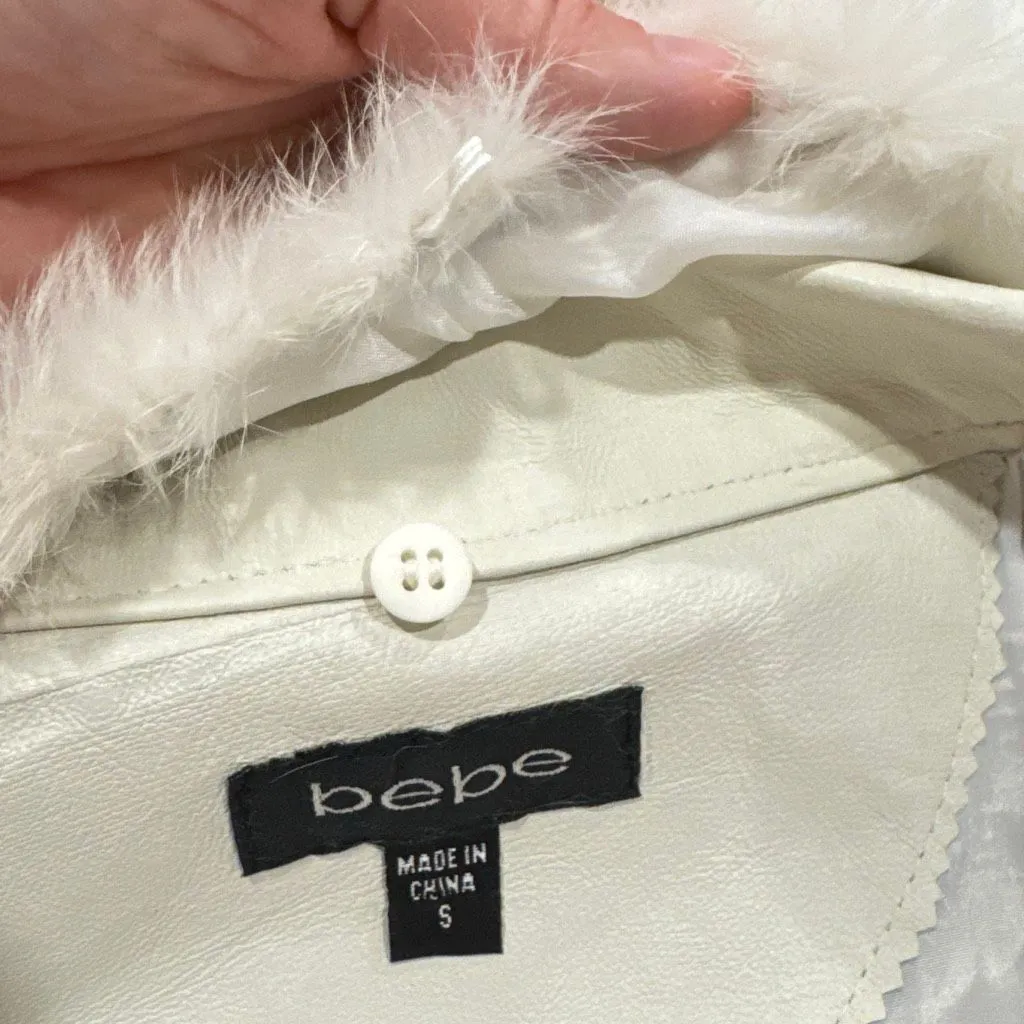 Bebe  Vintage y2k rabbit fur leather jacket size small - Image 7